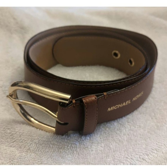 Michael Kors Brown Belt with Gold Buckle, Large, Leather - Picture 1 of 7